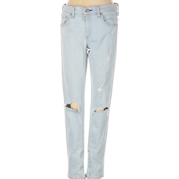 Rag & Bone Sky Blue Distressed Skinny Jeans | Boyfriend Fit | Size 27